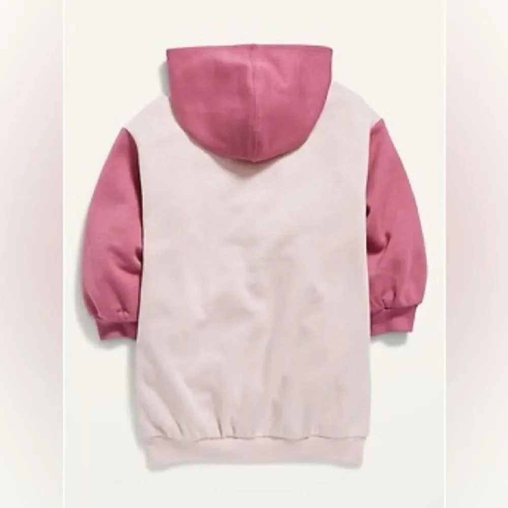 Old Navy Color-Blocked French Terry Hoodie Dress for Toddler Girls 4T Pink